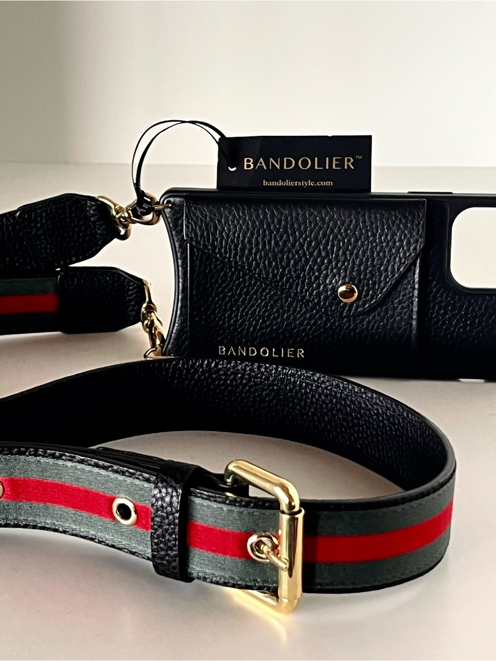NWT Bandolier Kimberly iPhone 12/12 Pro Black Pebble Leather Crossbody Case
